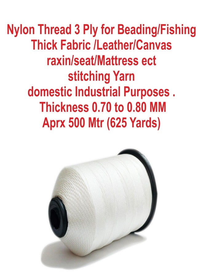 DoMick Strong Best Nylon Beading, Jewellery,Upholstery, Fishing Thread thikness 0.80 MM 3/3 No Color Off White 3 Strand Twisted 1 Pcs(500MTR) - Image 4